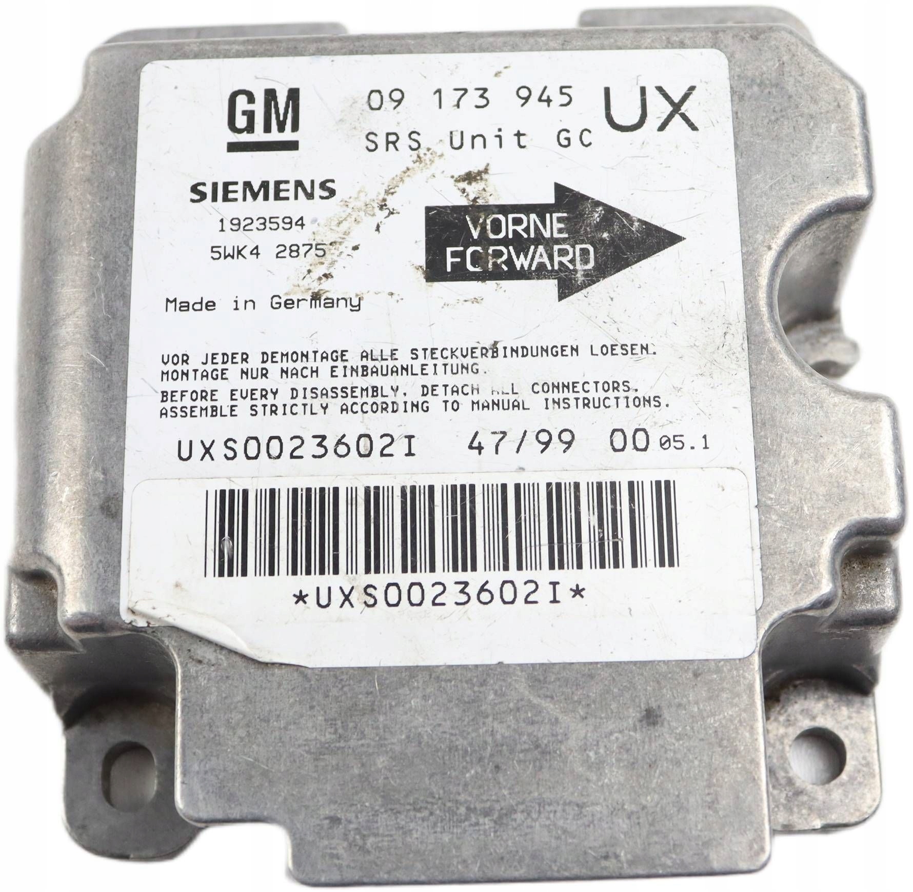 OPEL OMEGA B modulo SENSOR airbag 09173945UX 1923594