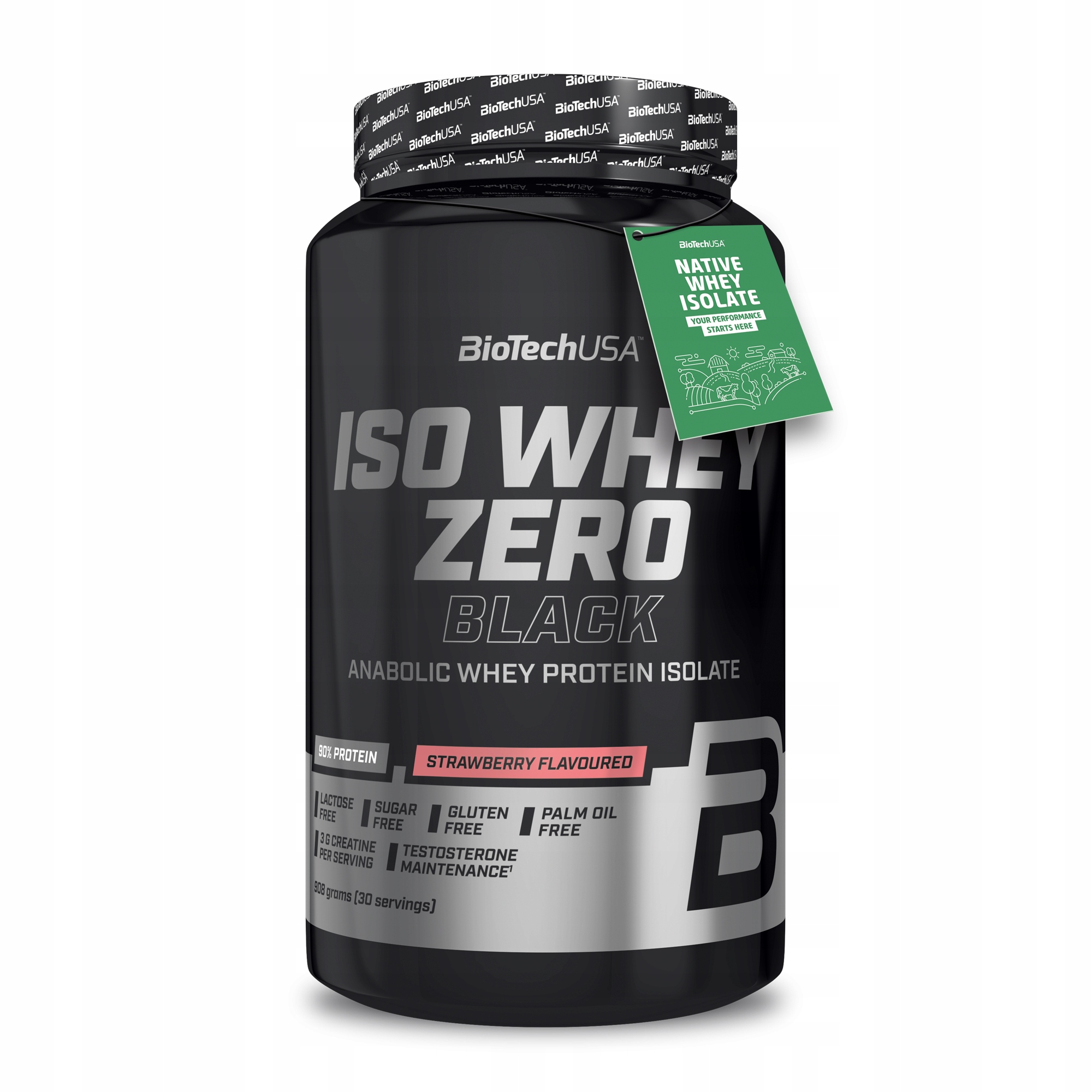 BioTech Iso Whey Zero Black 908 g Wpi protein Jahoda