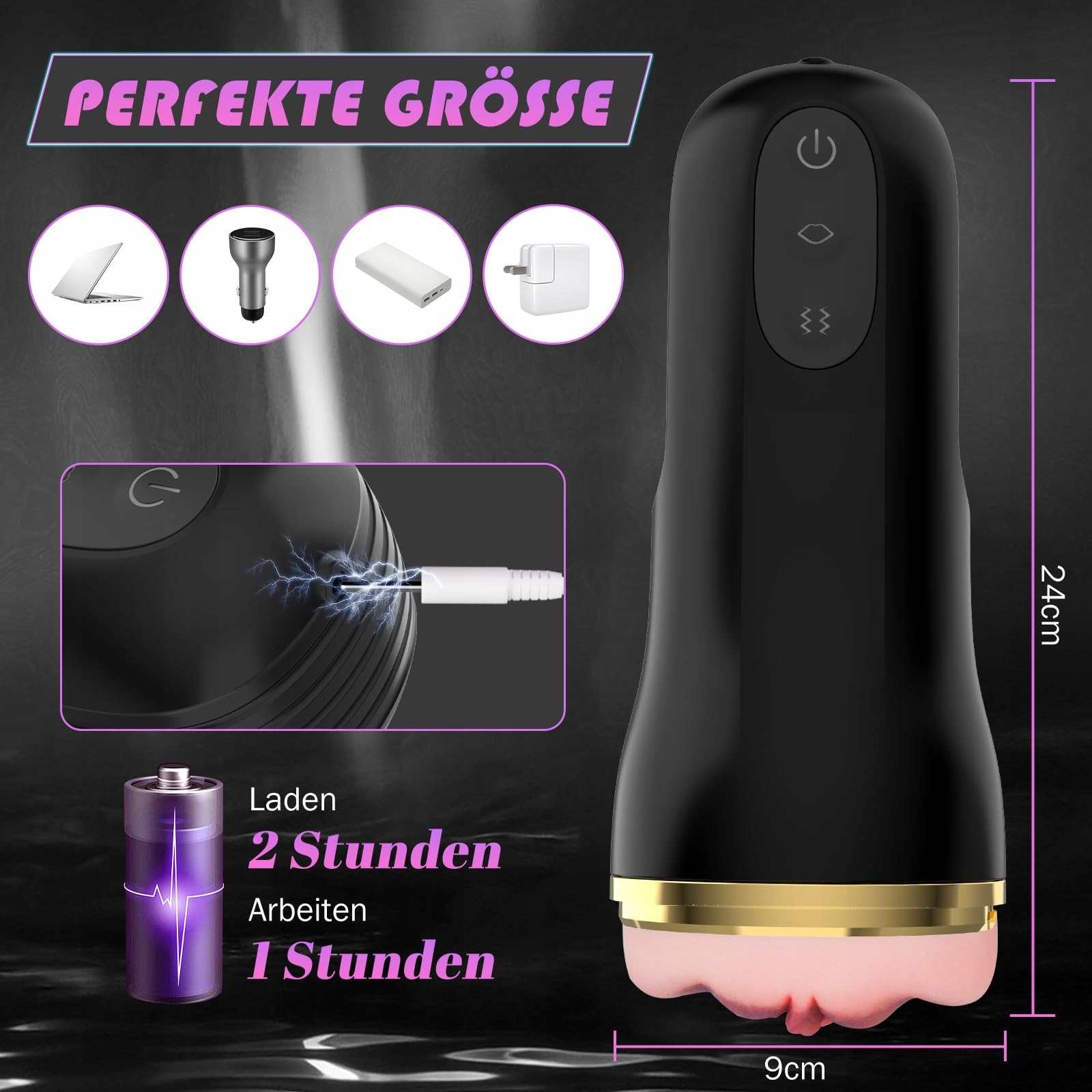 ELECTRISCHER Masturbator Dla Mężczyzn 10 Wibracji 5 Trybów Ssania 3D Vagina — miniatura 6