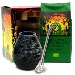 Zestaw yerba mate 400 g, matero (losowy wzór), bombilla Organic Mate Gree