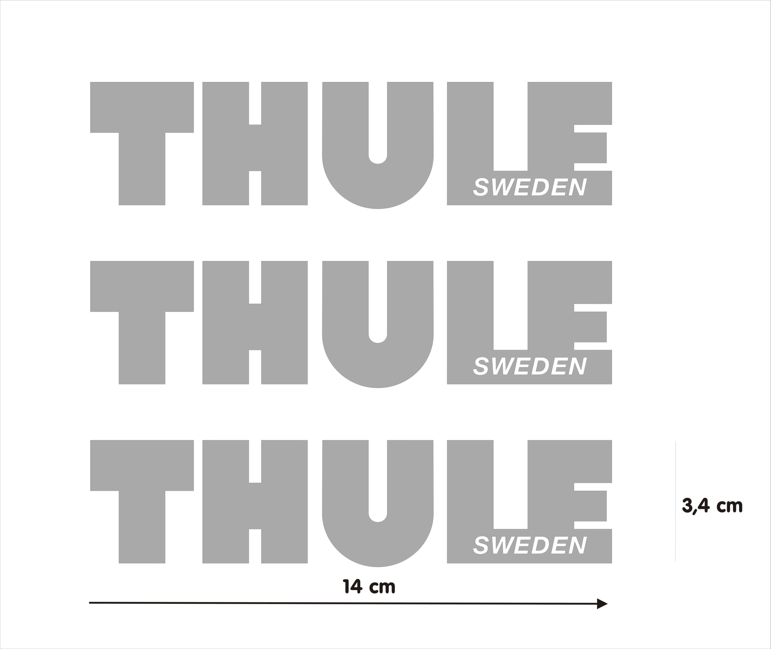 Thule 3 X Naklejka Na Box Bagażnik Dachowy 14 x 3,4 CM Srebrne