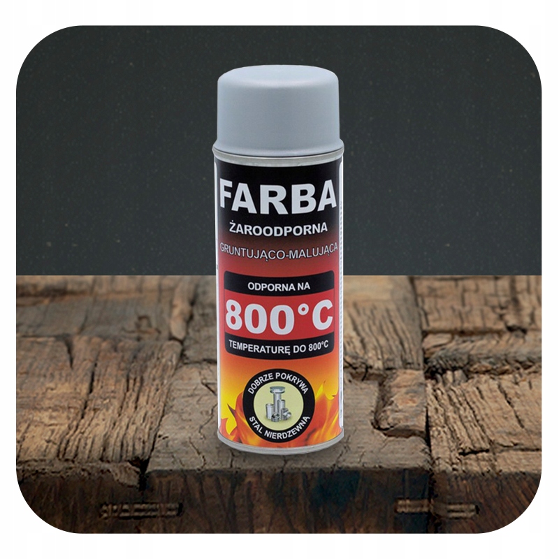 FARBA ŻAROODPORNA SPRAY DO KOMINKA PIECA GRILLA 400 ML HANSA SREBRNY 800°C Stan opakowania oryginalne