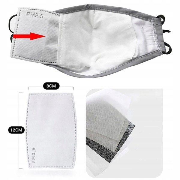 MASKA WIELORAZOWA MASECZKA GREY + 5 FILTR HEPA Kolor szary