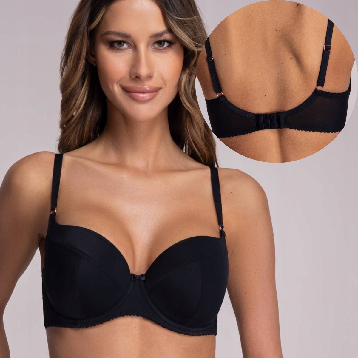 Černá vyztužená hladká jednotná podprsenka Ava Av 1263 90B