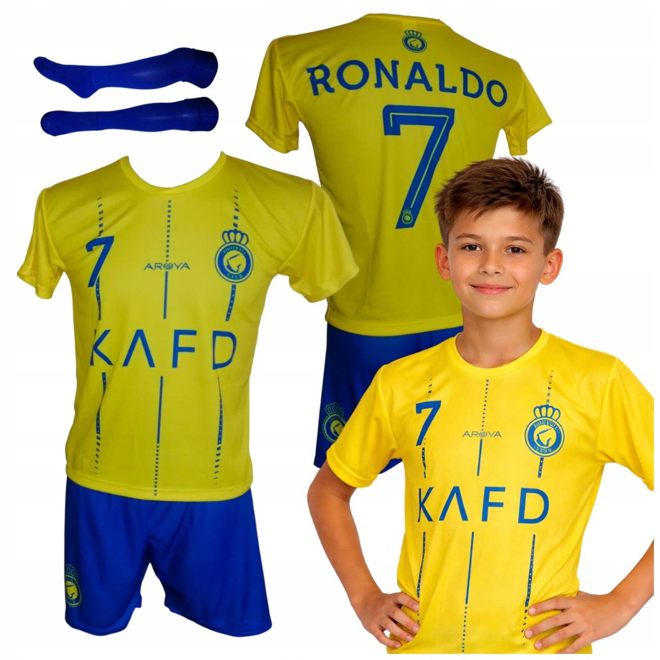 Koszulka Spodenki Komplet Ronaldo 128 Strój Piłkarski Getry Trening Mecz