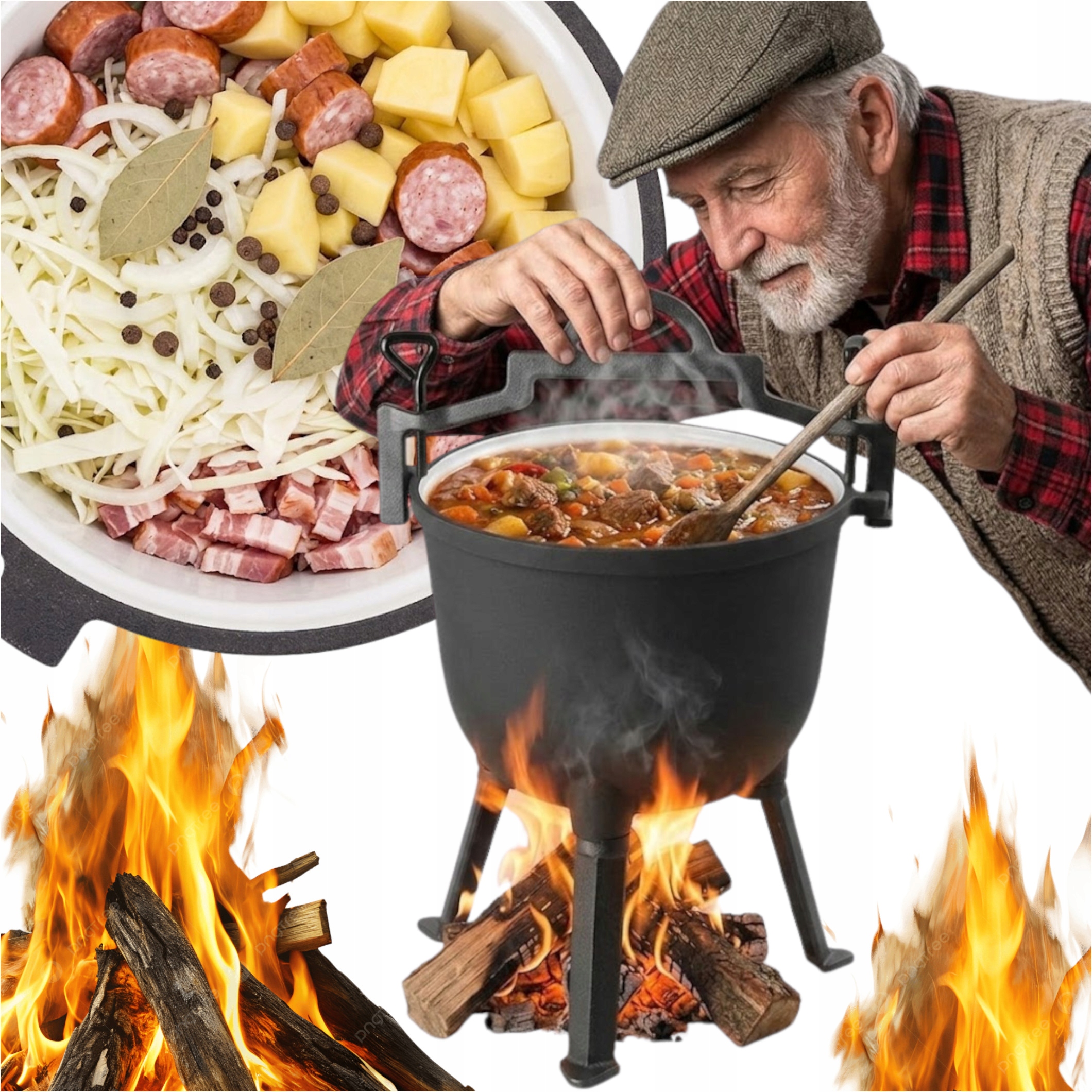 Maďarský Litinový Kotlík Na Pražení Pečeně Bigosu Pokrytý smaltem XXL