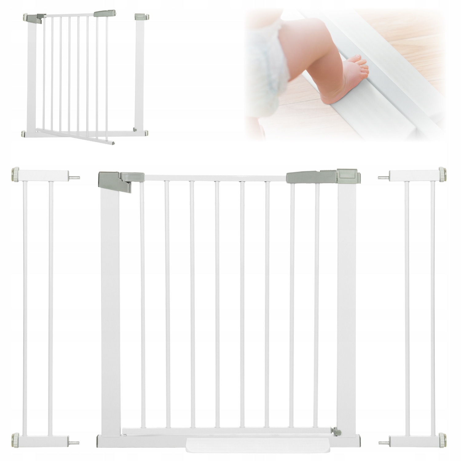 PRIMABOBO Bramka zabezpieczająca na DRZWI SCHODY biała ROZPOROWA 76-113cm