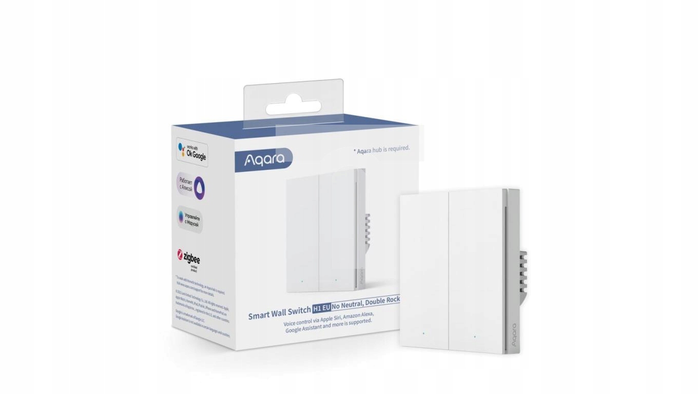 Dvojitý spínač Aqara bez neutrálního kabelu WS-EUK02 Zigbee