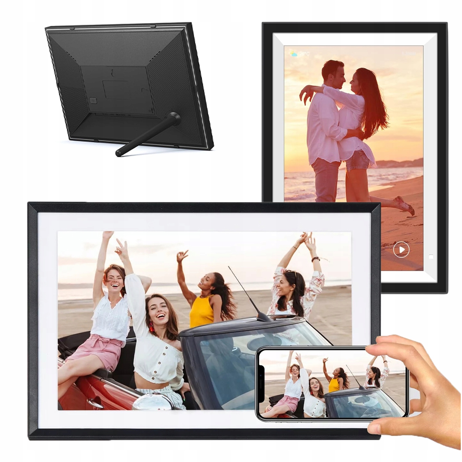 Digitální Fotorámeček Rámeček Dotykový Fotografie Videa 10,1" 1280X800 Wifi Černý