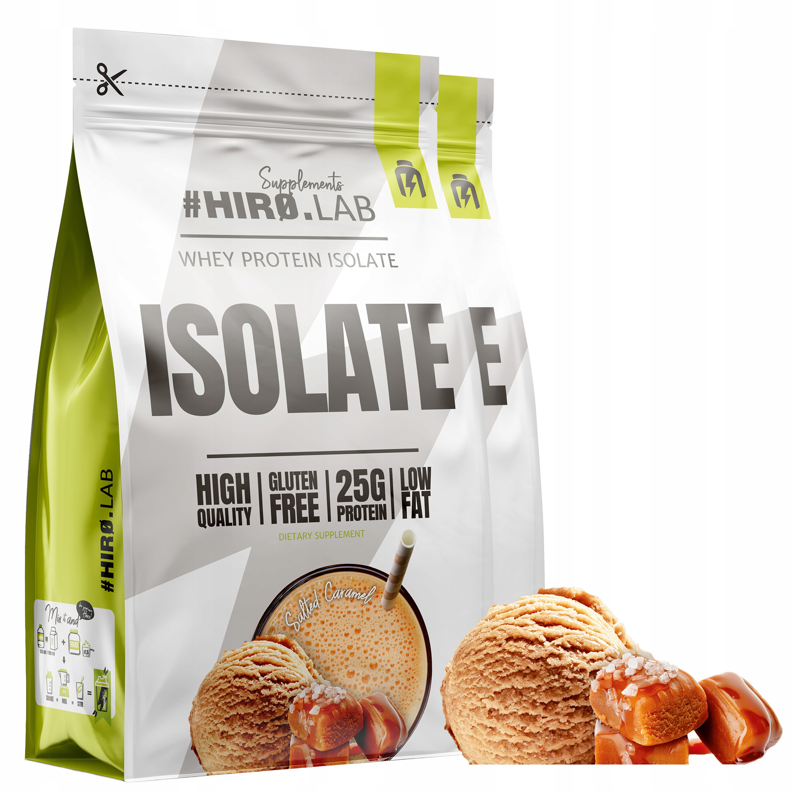 2x Protein Bílkoviny 85 g Whey Protein Wpi 700 g Slaný Karamel Hiro.Lab