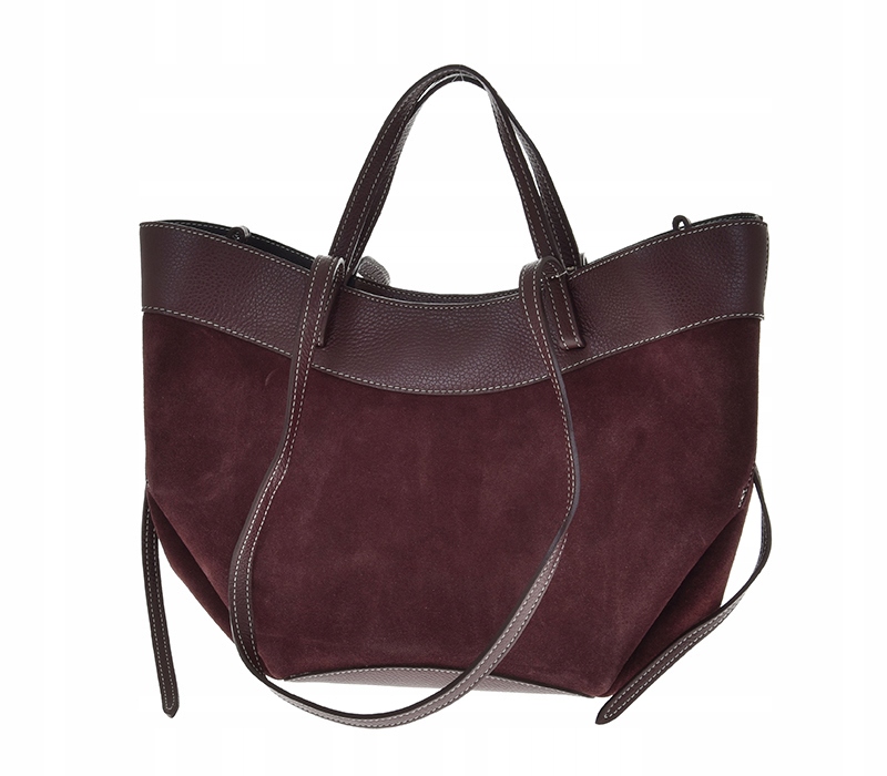 Kabelka z přírodní kůže bordové barvy, italská
