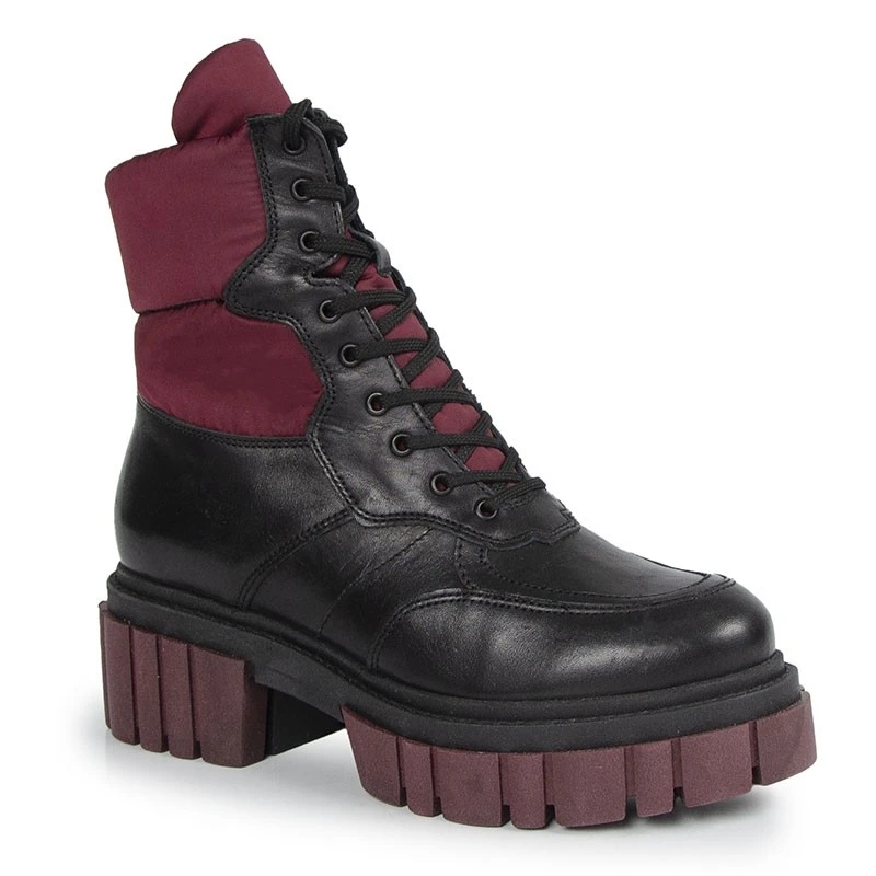 Simen 5237A Kotníkové Boty Workery Kůže Lico Černé Vínové 36