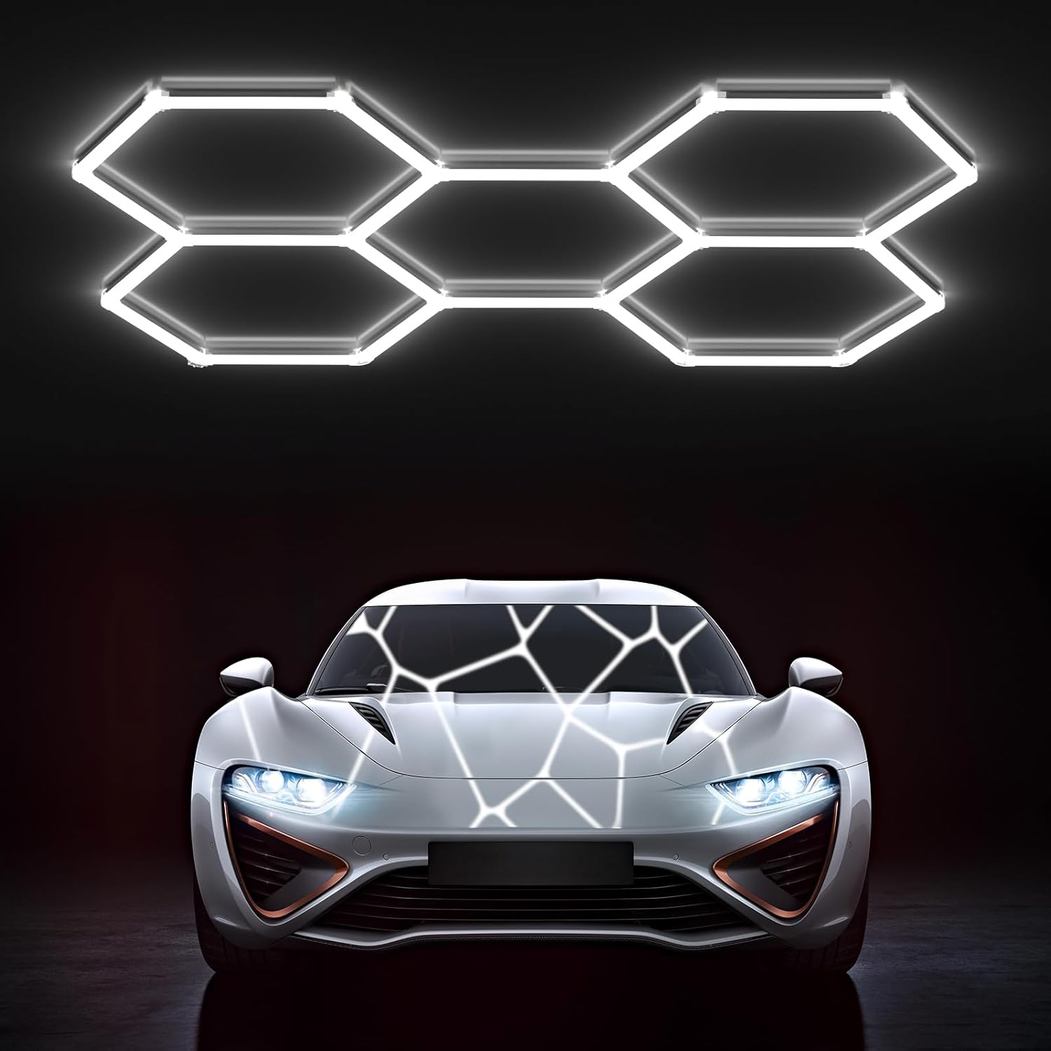 Led lampa Hexagon Panel Osvětlení Dílna Garáž Dům 220x152 cm 6500K