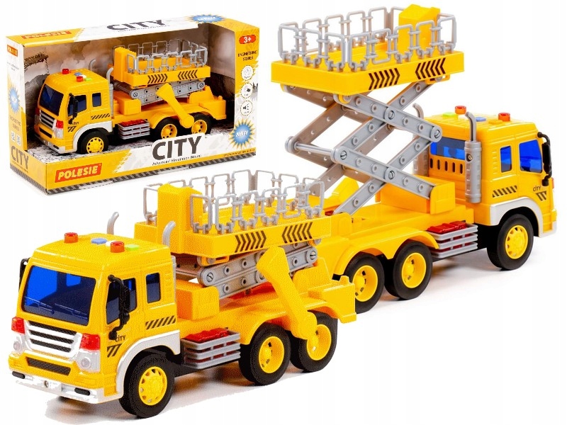 

Wader Duży Samochód Z Podnośnikiem dżwięk św 9768