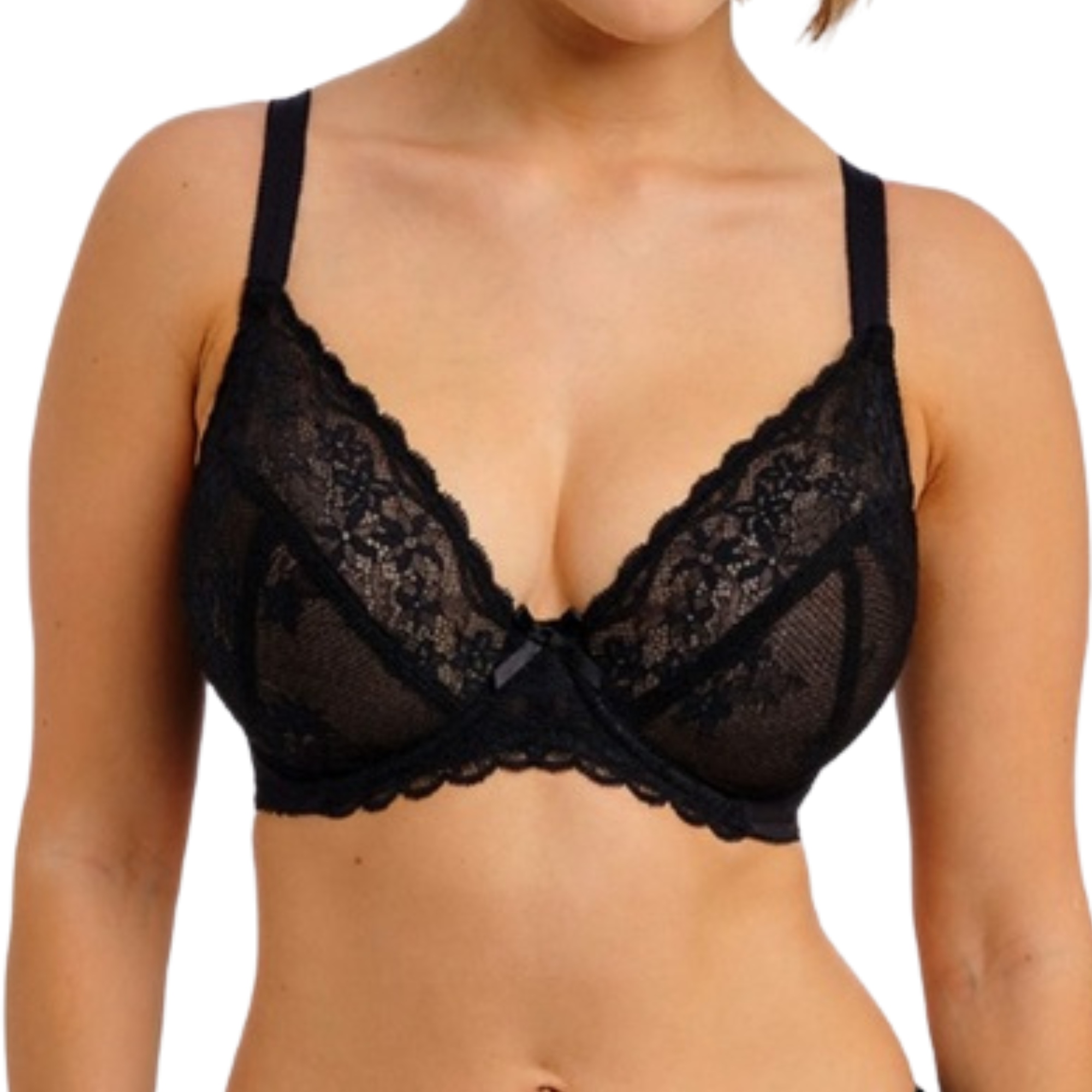 Měkká krajková podprsenka Freya Quinn Uw Plunge černá 32F/70G