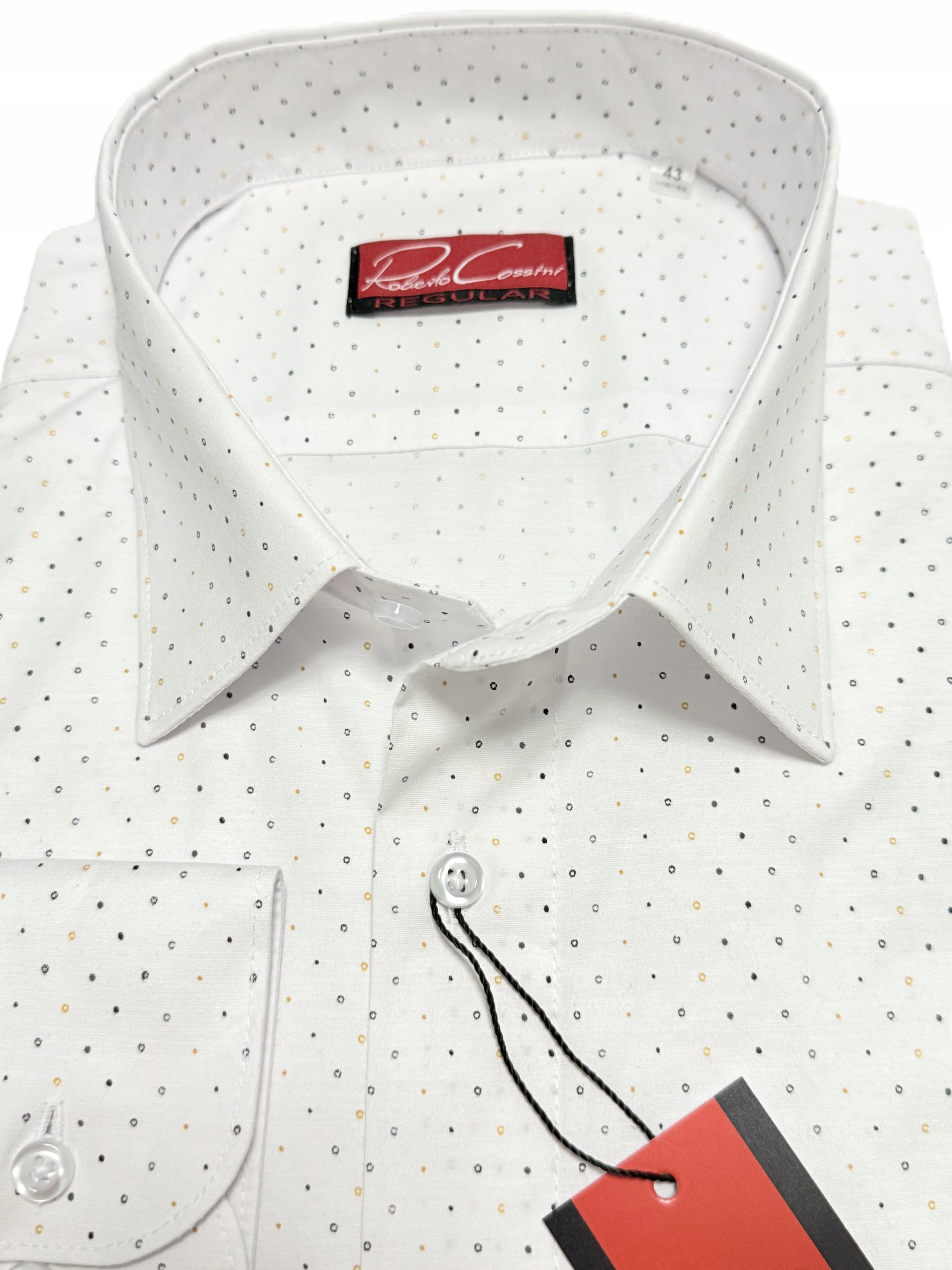Roberto Cossini pánská košile Regular bílá vzor délka rukou 45 176/182 30137/2