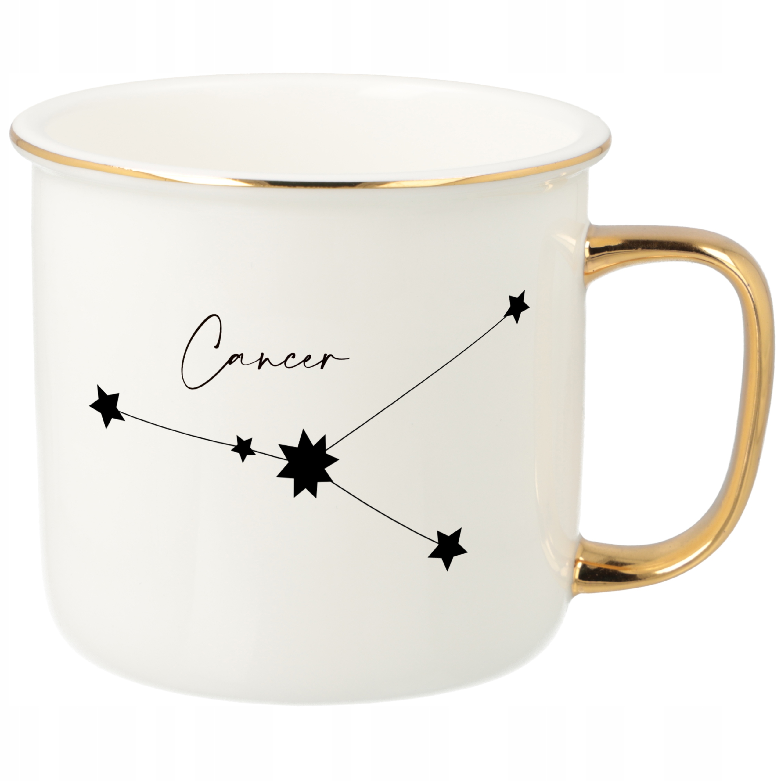 Hrnek Ucho Forma Zlatý Porcelánový Retro Dárek Pro Fanoušky Zodiaků Cancer Vzory