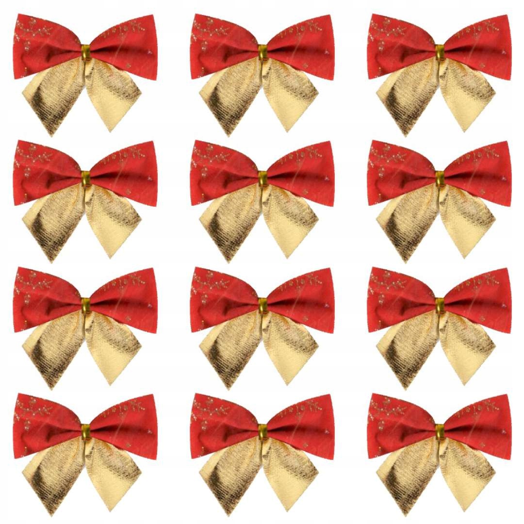 

Kokardki dekoracyjne Czerwono Złote święta x12