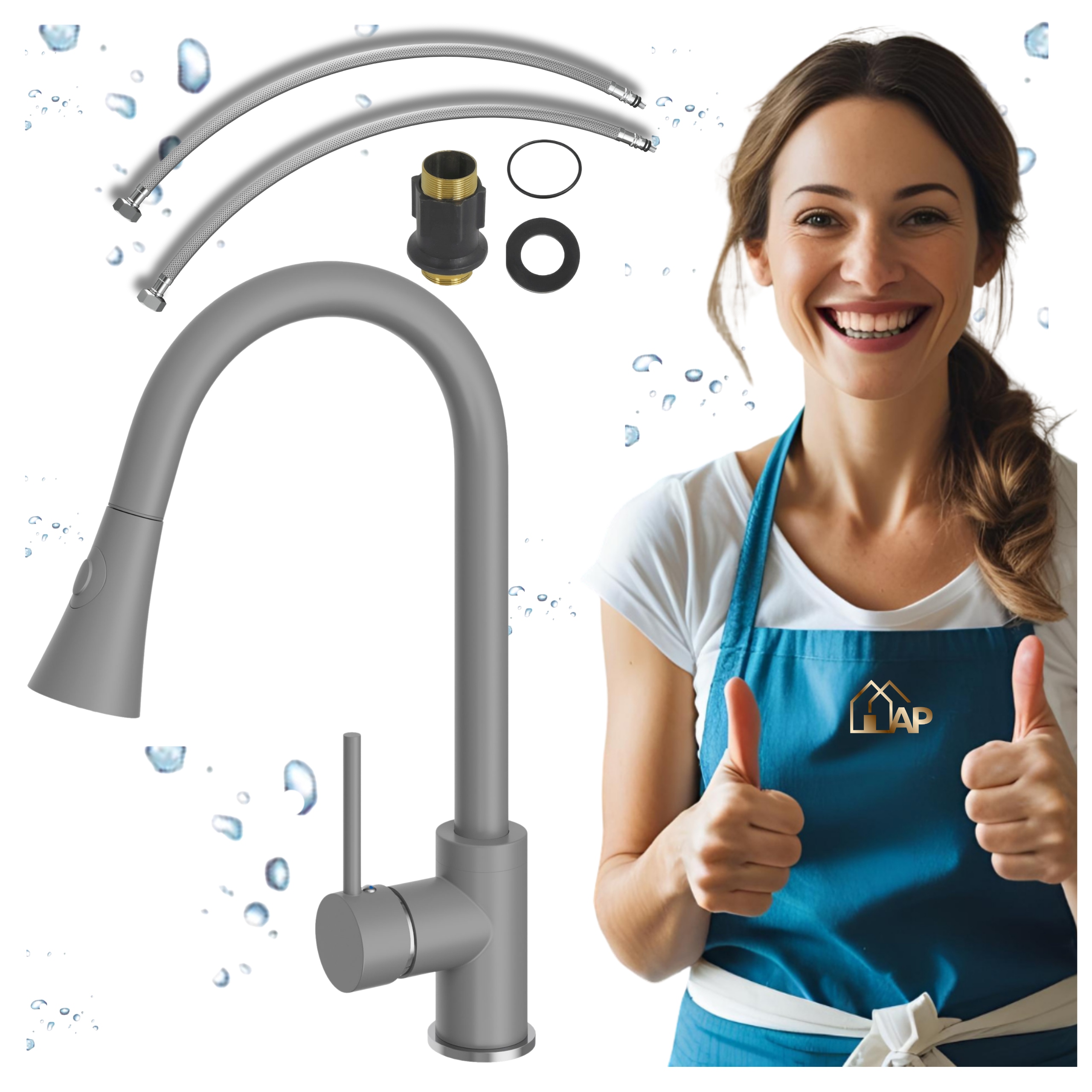 Kuchyňská Baterie S Výsuvným Výtokem Šedá Kohoutek Dvoufunkční Dřez Do Kuchyně