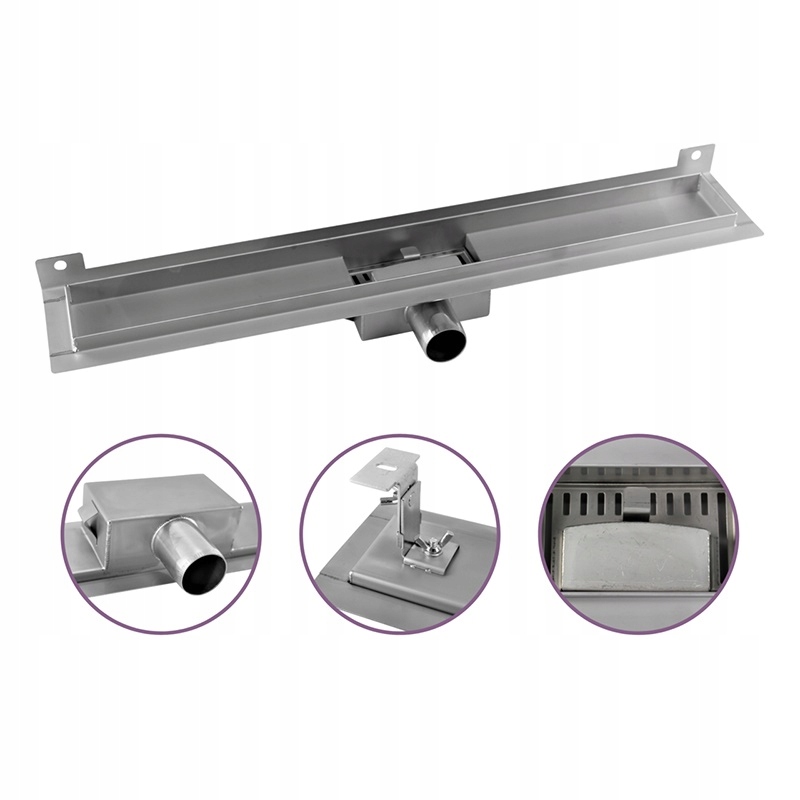 Odpływ przyścienny 2w1 dł 90cm pod płytkę Średnica odpływu 40 mm