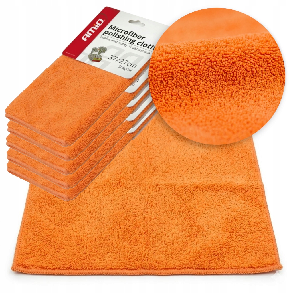 5x Mikrofibra do Polerowania Ściereczka z Mikrofibry Amio 350g 37x27cm