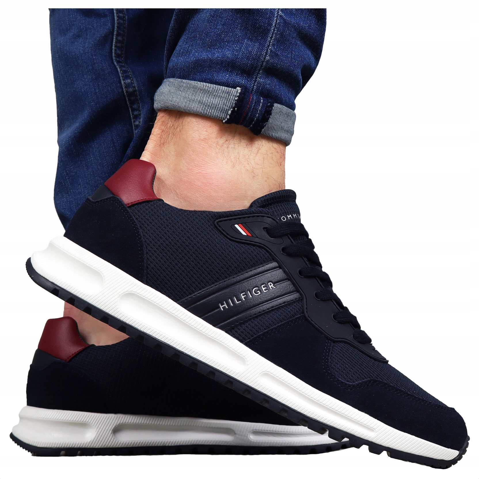 Tommy Hilfiger pánské boty Originál Kůže sportovní tenisky pohodlné Námořnická Modrá