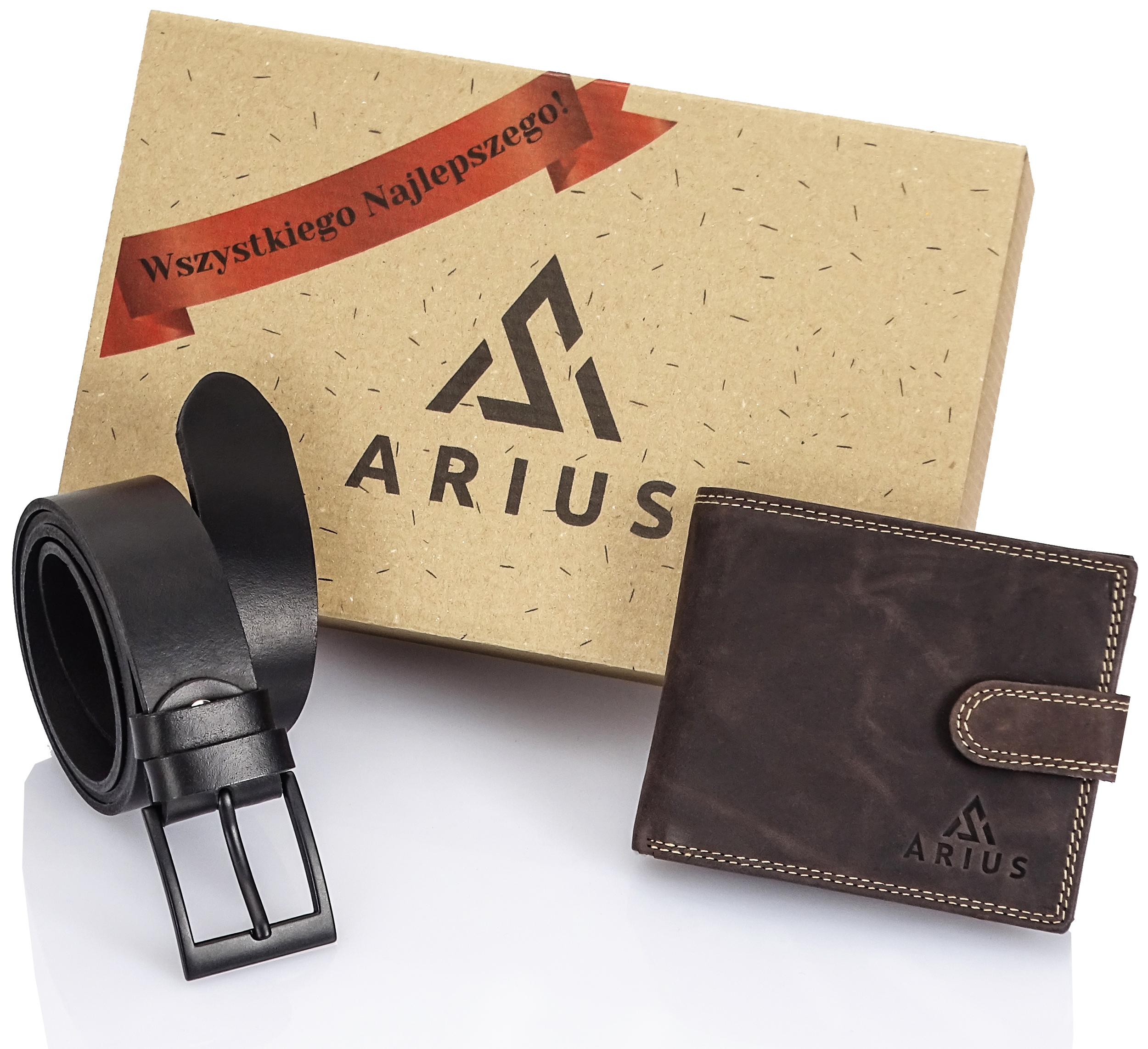 Elegantní módní Kožený opasek a peněženka Hnědá Prostorná Rfid ochrana Kůže