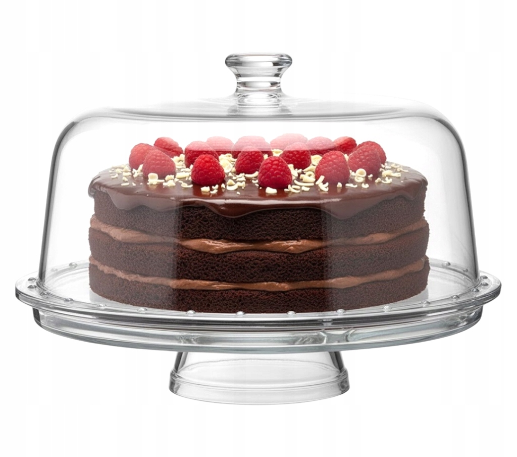 Podnos 31 CM Skleněná S Víkem Mísa 4V1 Na Dorty Dort Ovoce K Servírování