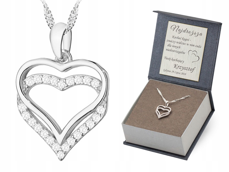 Stříbrný Set ryzost 925 Přívěsek 50CM Řetízek A Propojená Přívěsek Gravírování