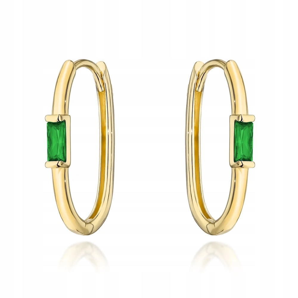 Zlaté náušnice se zeleným kamenem, ryzost ryzost 585
