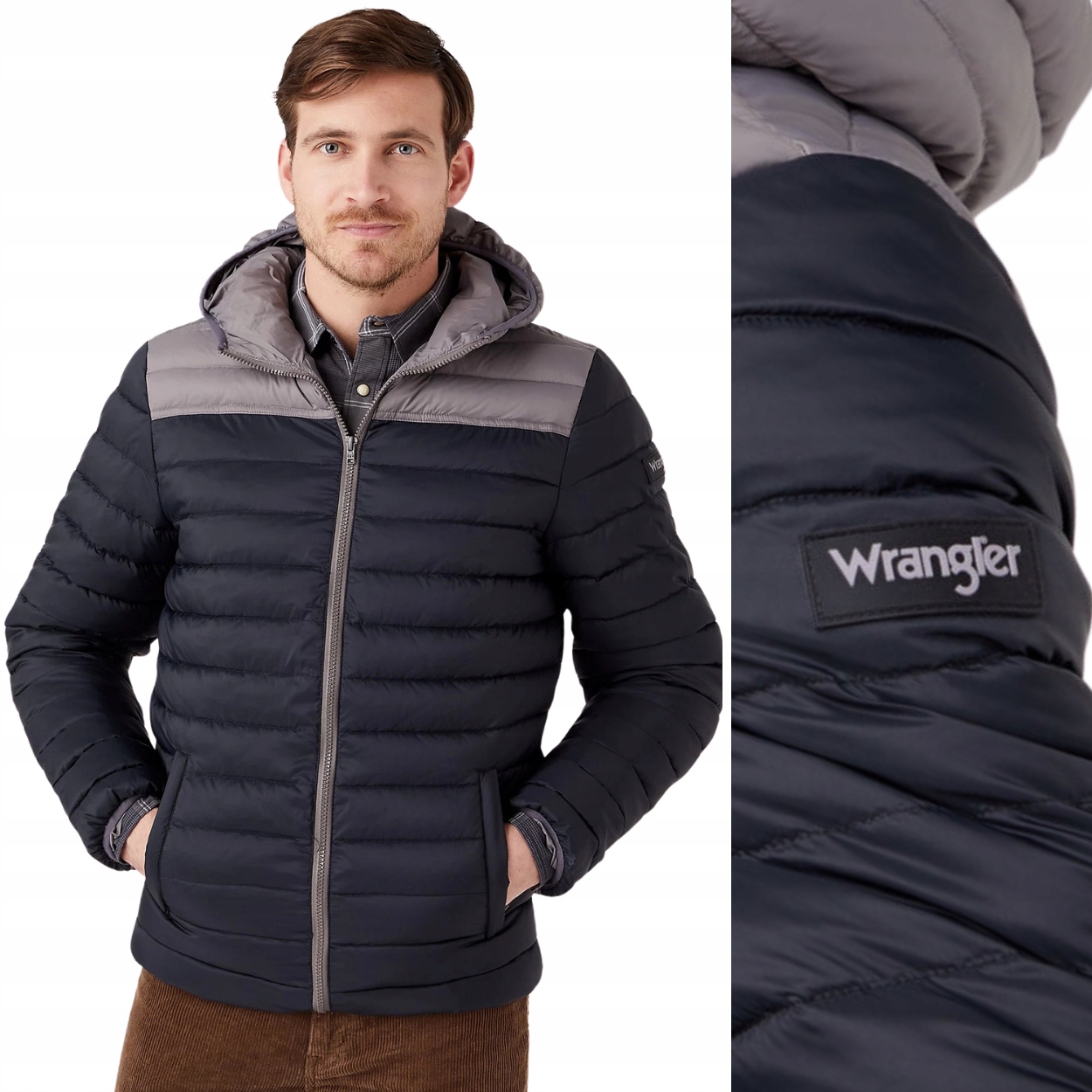 Wrangler Puffer Jacket lehká vypasovaná černá péřová bunda s kapucí M