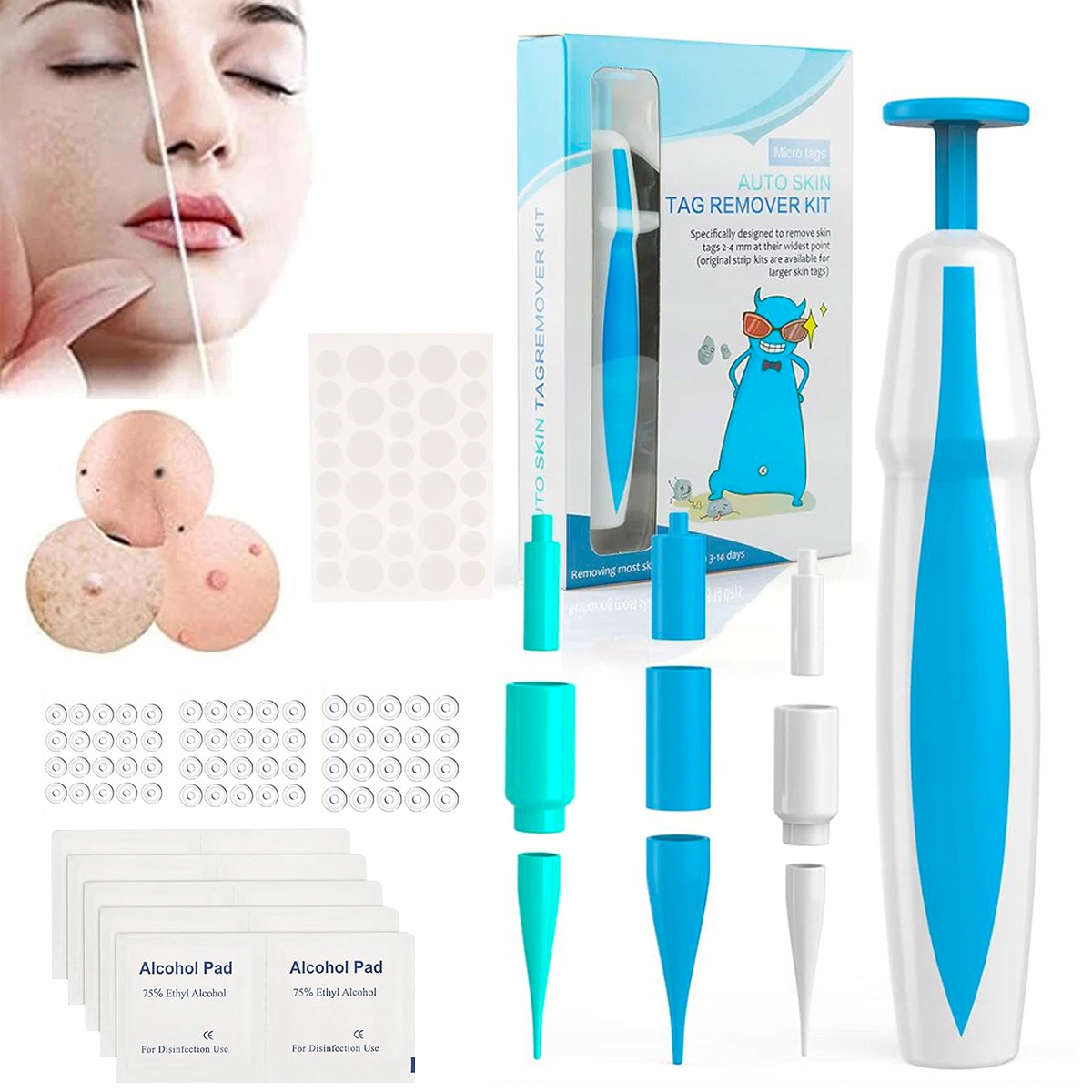 2 v 1 Bezbolestné Auto Kůže Tag Mole Sada na odstraňování bradavic Nástrojů