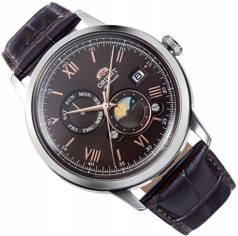Pánské Hodinky Orient RA-AK0804Y30B Sun&moon Retro Automat Na Řemínku 42 MM