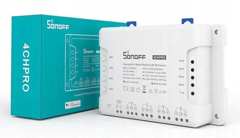 

Sonoff 4CHPRO R3 WiFI Rf 433mhz 4 kanały Din Smart