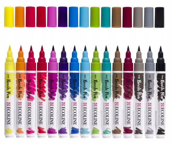 Sada štětcových tužek Ecoline Talens 15 barev kartonové balení