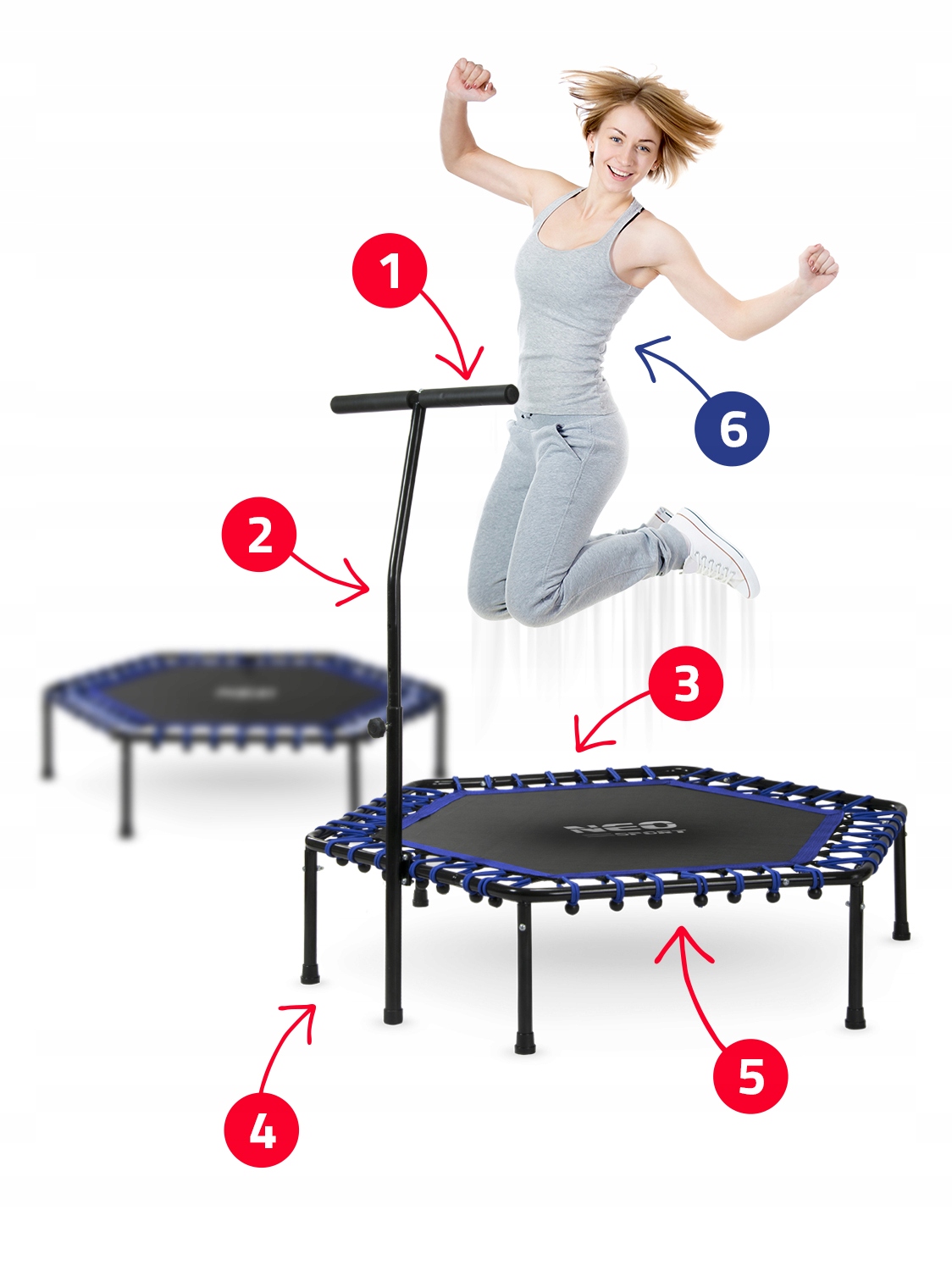 TRAMPOLINA FITNESS Z UCHWYTEM NEOSPORT 100kg Cechy dodatkowe brak