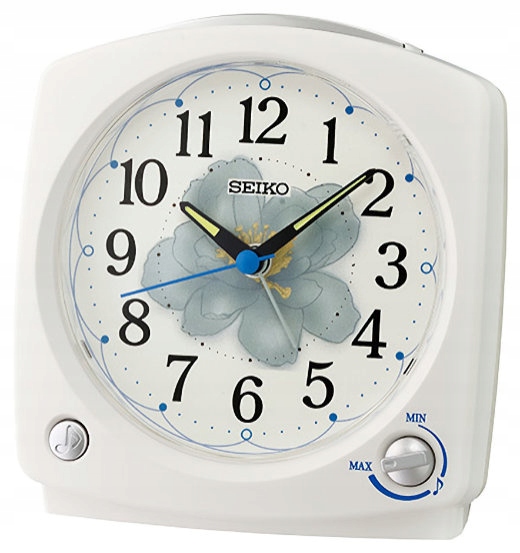 Veľký Biely Budík Seiko QHP012W Hlasy Prírody 3 Melódie Regulácia Hlasu
