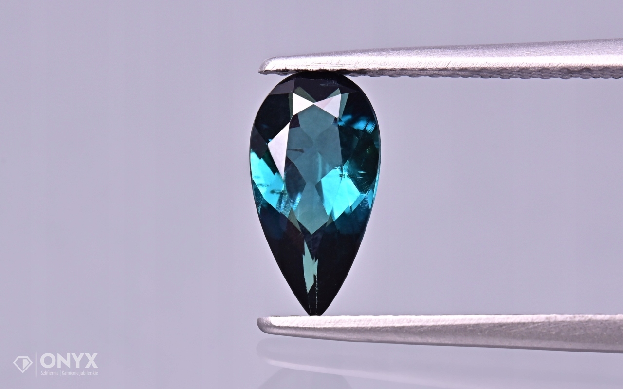 Turmalín Indigolit fazetovaná slza 10,5x5,5 mm