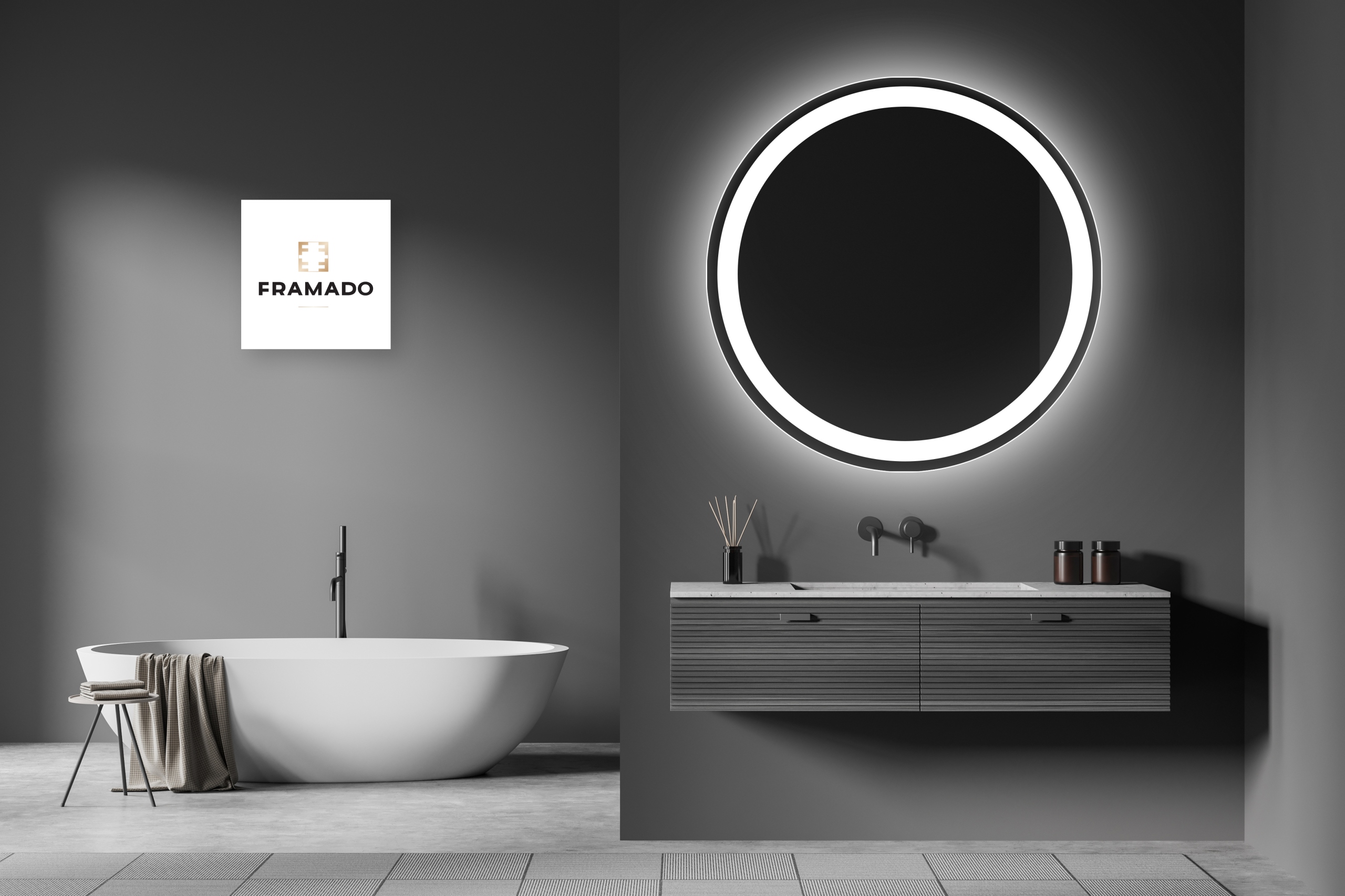 LUSTRO OKRĄGŁE ŁAZIENKOWE PODŚWIETLANE OŚWIETLENIE LED 3 BARWY Optimo fi 60 Stan opakowania oryginalne