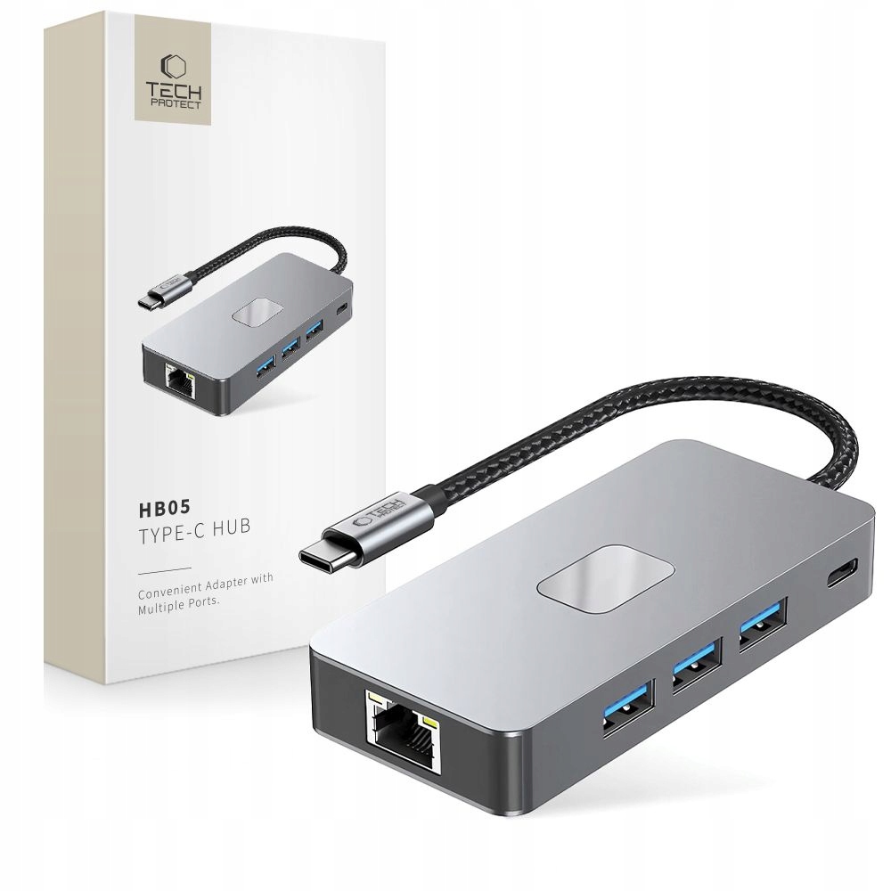 Hub adaptér 9v1 Usb-c Usb-a Hdmi Sd Tf RJ45 4K 60Hz šedý