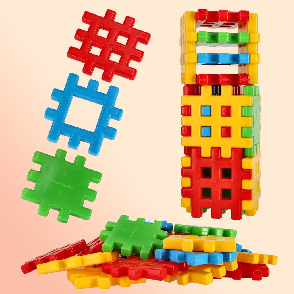 KLOCKI KONSTRUKCYJNE WAFFLE DUŻE ZESTAW DLA DZIECI 48 ELEMENTÓW Wiek dziecka 2 lata +
