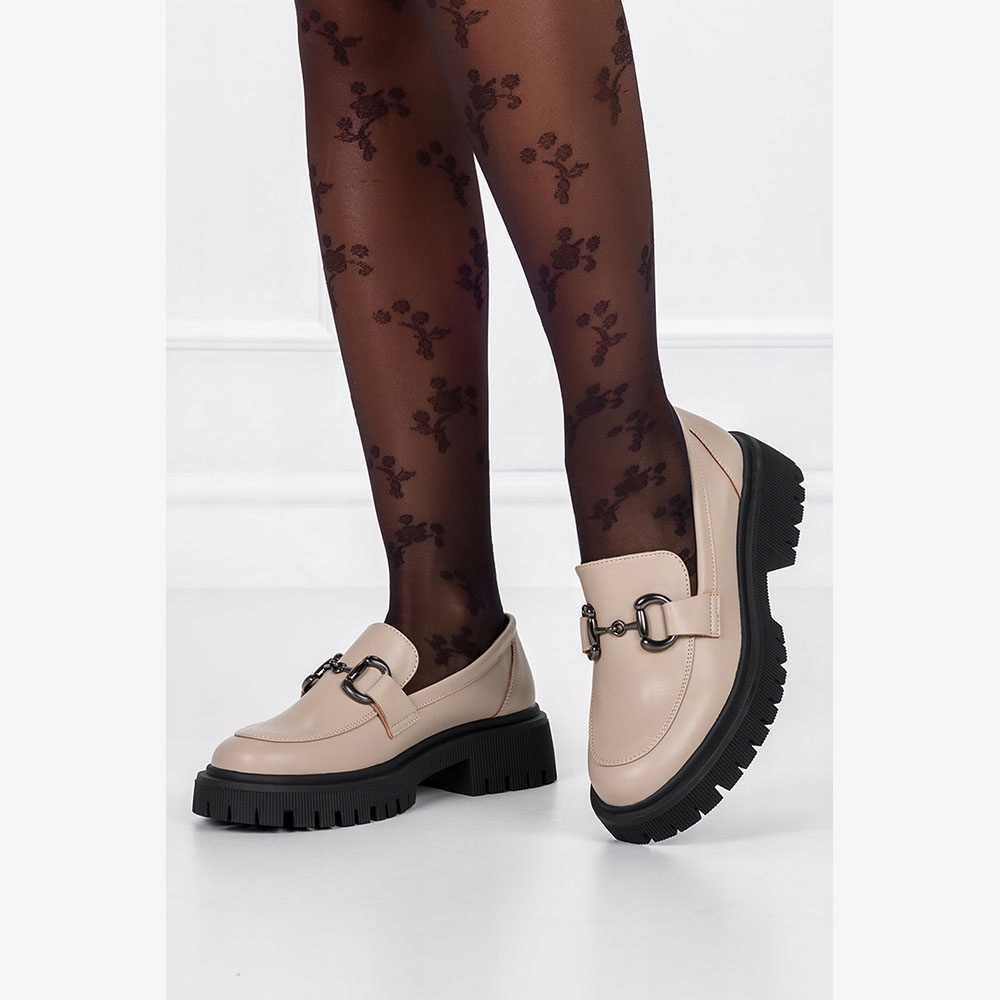 MOKASYNY PÓŁBUTY DAMSKIE WSUWANE MODNA SPRZĄCZKA STABILNA PLATFORMA r 39 Rozmiar 39