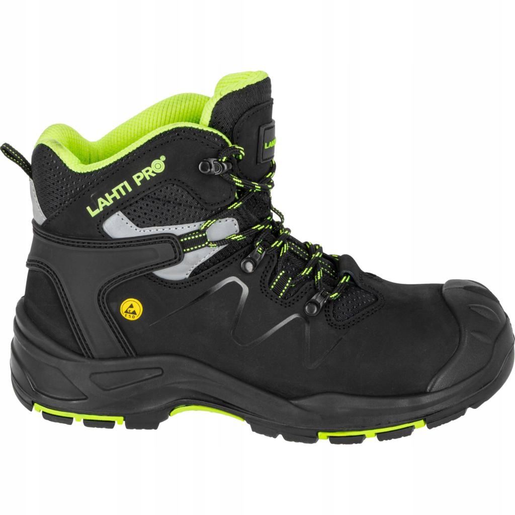 Trzewiki nubukowe robocze męskie podnosek czarne odblaskowe 43 Lahti Pro