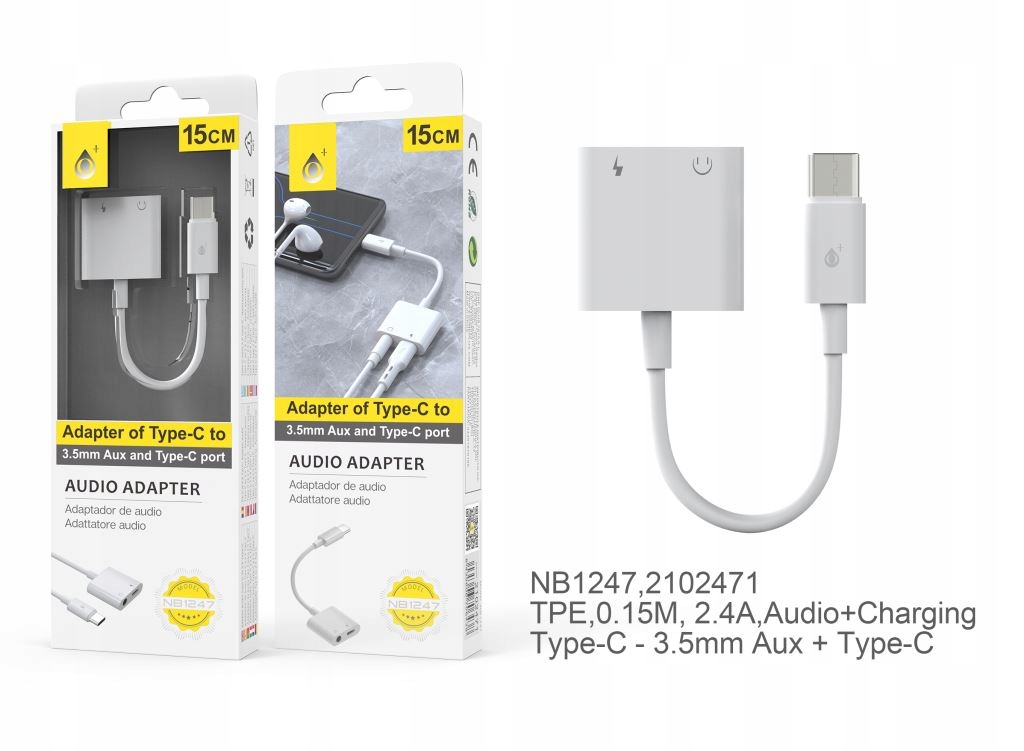 Adapter przejściówka Usb-c -> Audio zasilanie OnePlus NB1247
