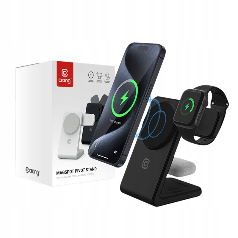 Nabíječka Magsafe 3V1 Pro Iphone Apple Watch Airpods, Indukční, Crong