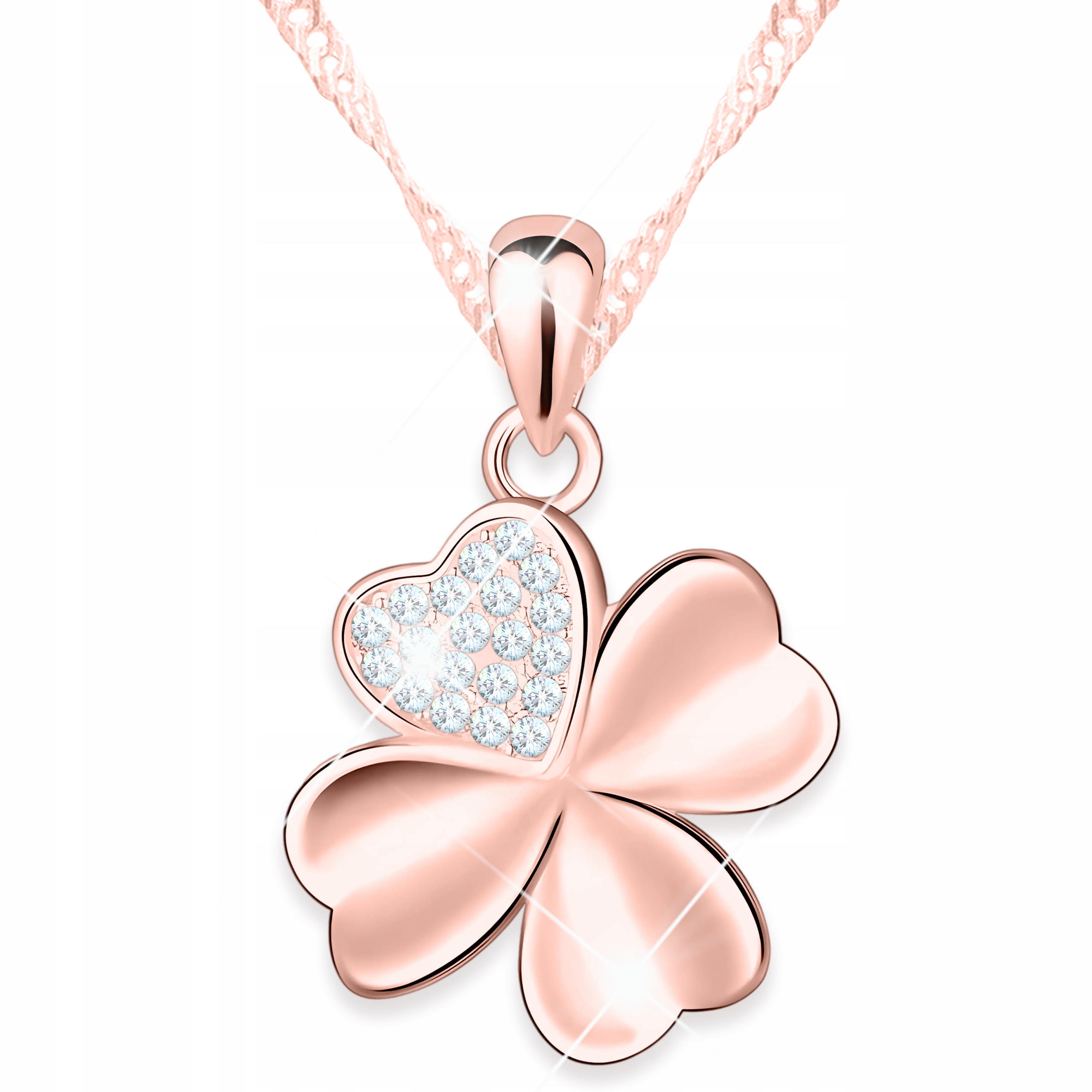 Pozlacený náhrdelník se Čtyřlístkem Čtyřlístek Zirkony Stříbro 925