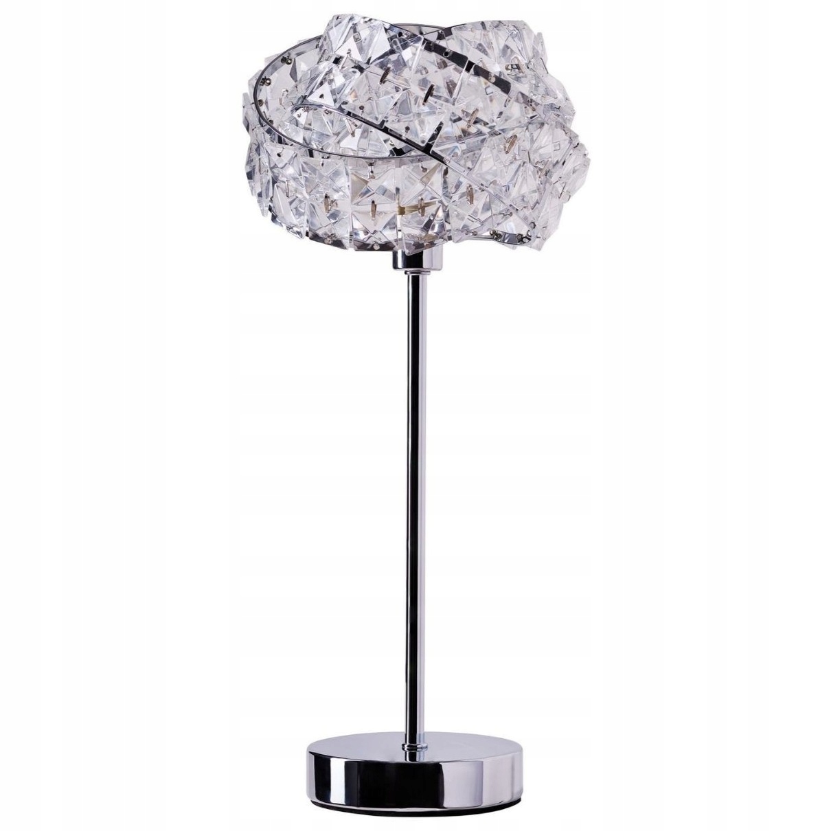 Stolová lampa glamour strieborná s kryštálikmi na skrinku, stôl, stolík Bari