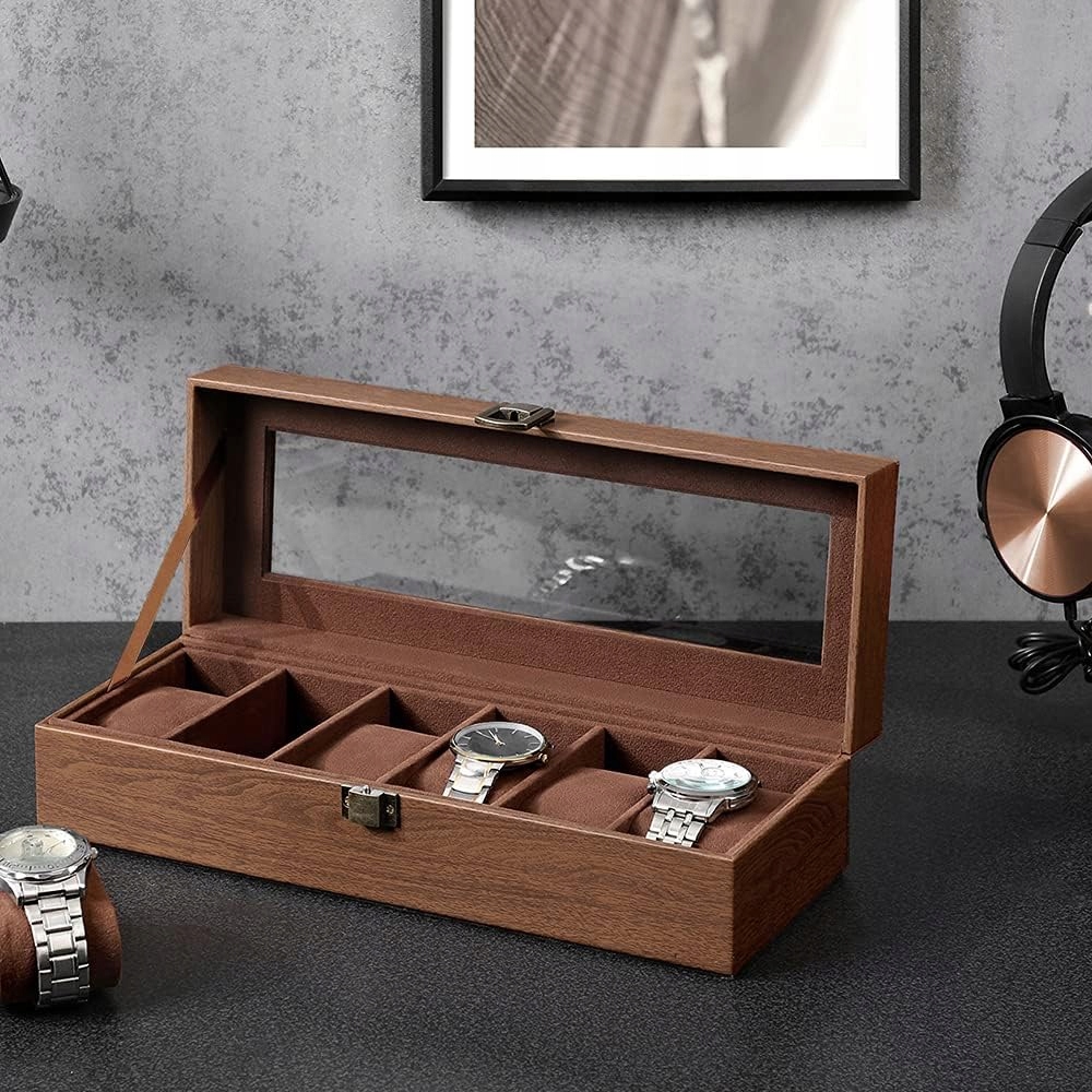 ETUI NA ZEGARKI SZKATUŁKA ORGANIZER PUDEŁKO 6szt Model Szkatułka Premium 02