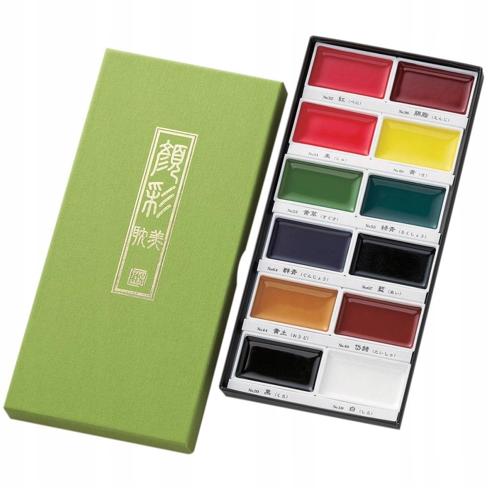 Akvarelové barvy Gansai Tambi Kuretake 12 ks sada akvarelových barev