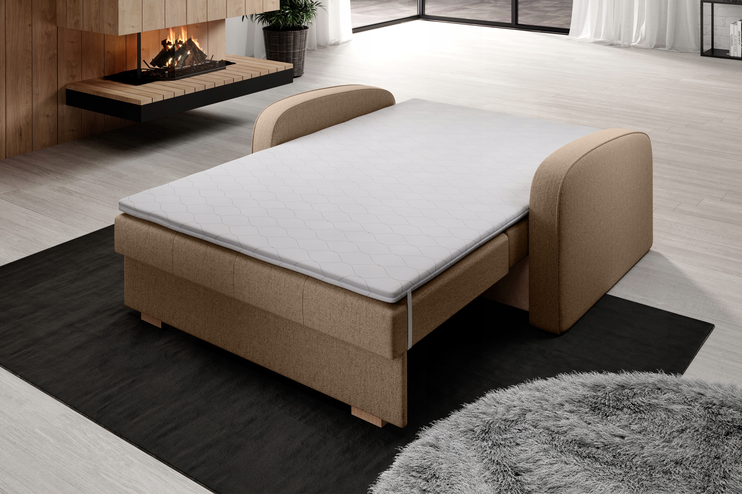 dwuosobowa sofa AMBER II tapczan drewniane nogi Długość 196 cm